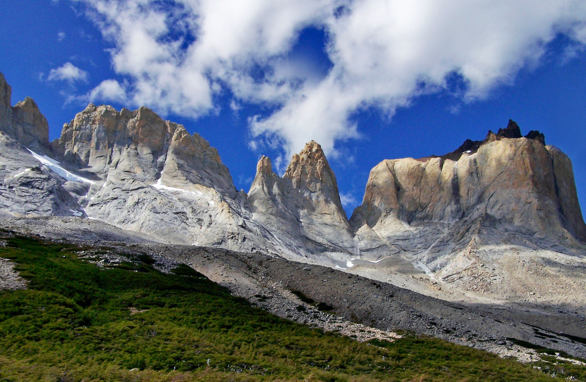 Glacial stream winding through Patagonian mountain range